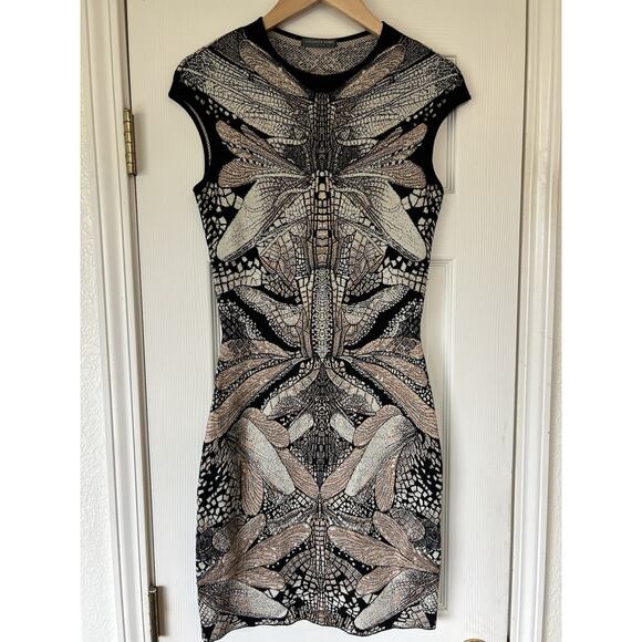 Alexander McQueenDragonfly Intarsia Dress Wool Mini Dress Small - Picture 5 of 9